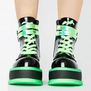 Black&Green Unisex Platform Shoes